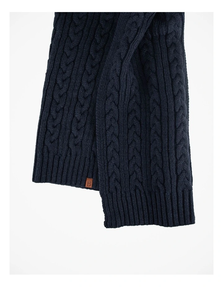 Cable Knit Scarf Winter Accessory Navy image 2