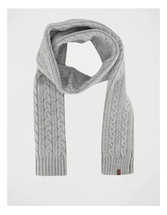 Cable Knit Scarf Winter Accessory Grey Marle