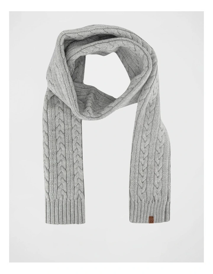 Cable Knit Scarf Winter Accessory Grey Marle image 1