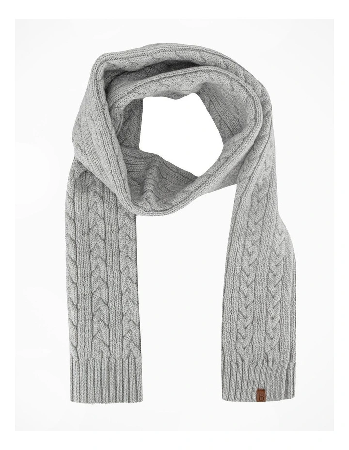 Cable Knit Scarf Winter Accessory Grey Marle image 1