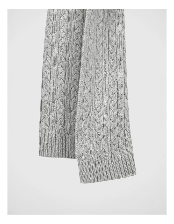 Cable Knit Scarf Winter Accessory Grey Marle image 2
