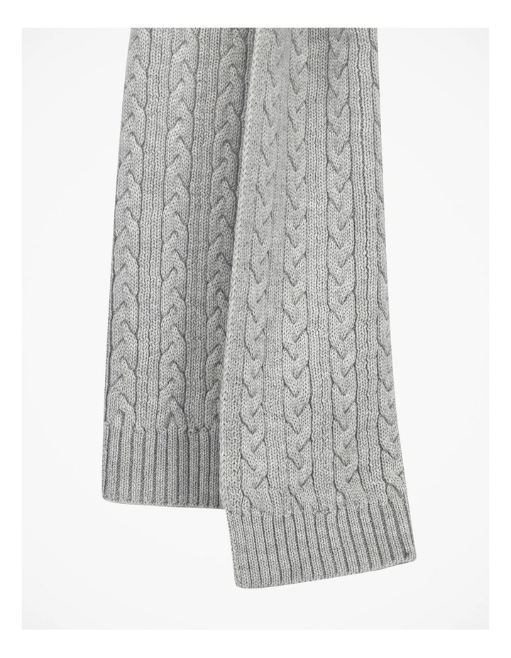 Cable Knit Scarf Winter Accessory Grey Marle image 2