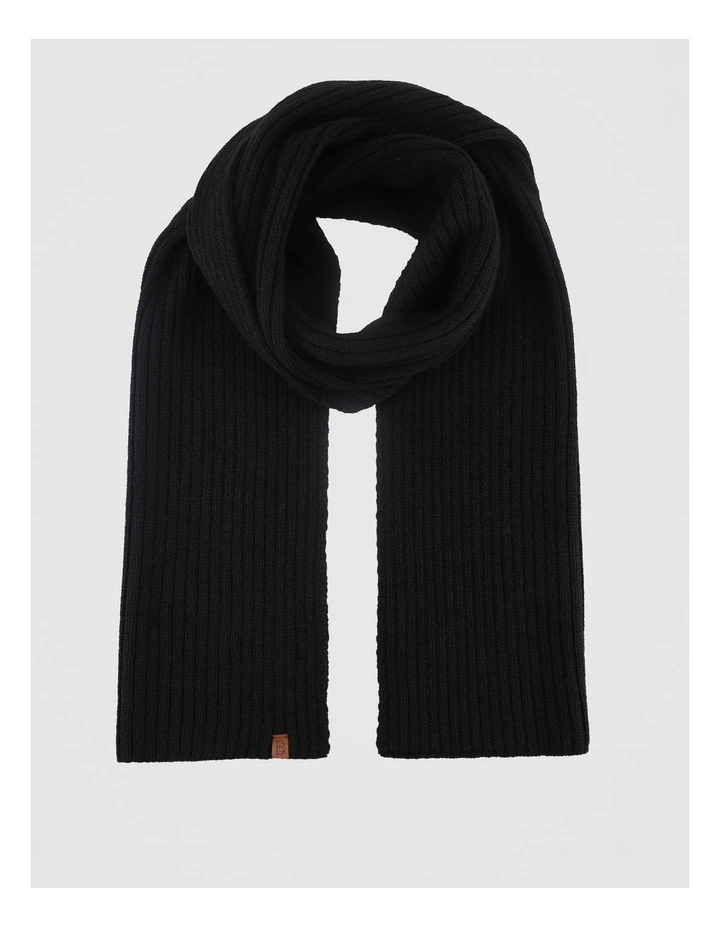 Double Rib Knit Scarf  Winter Accessory Black image 1