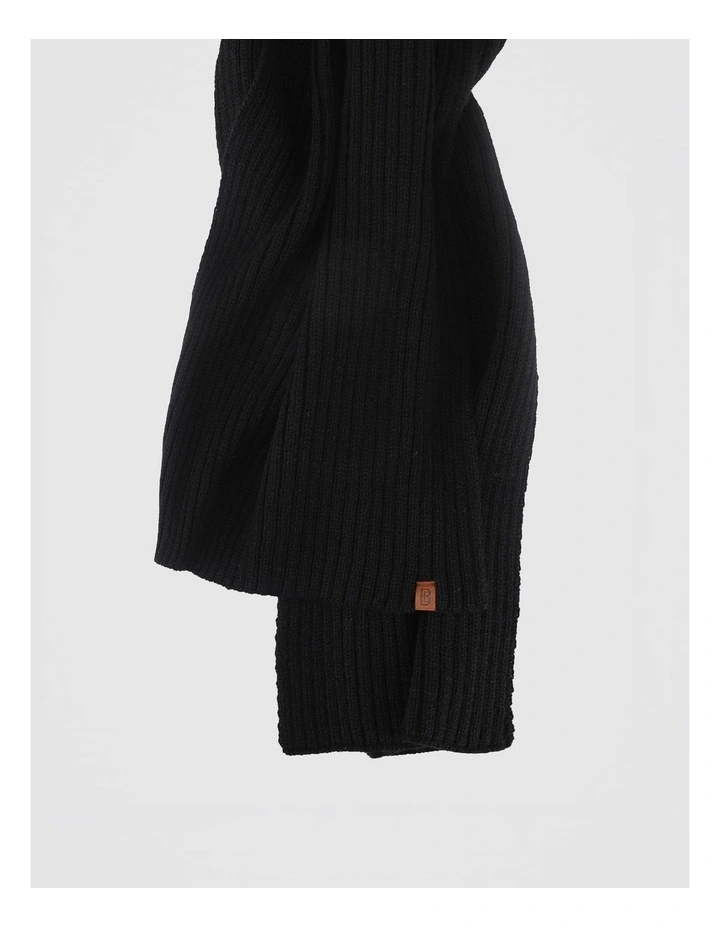 Double Rib Knit Scarf  Winter Accessory Black image 2
