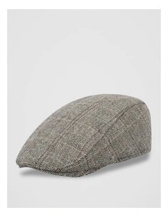 Herringbone Plaid Driving Cap Hat Grey
