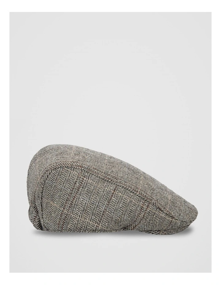 Herringbone Plaid Driving Cap Hat Grey image 2