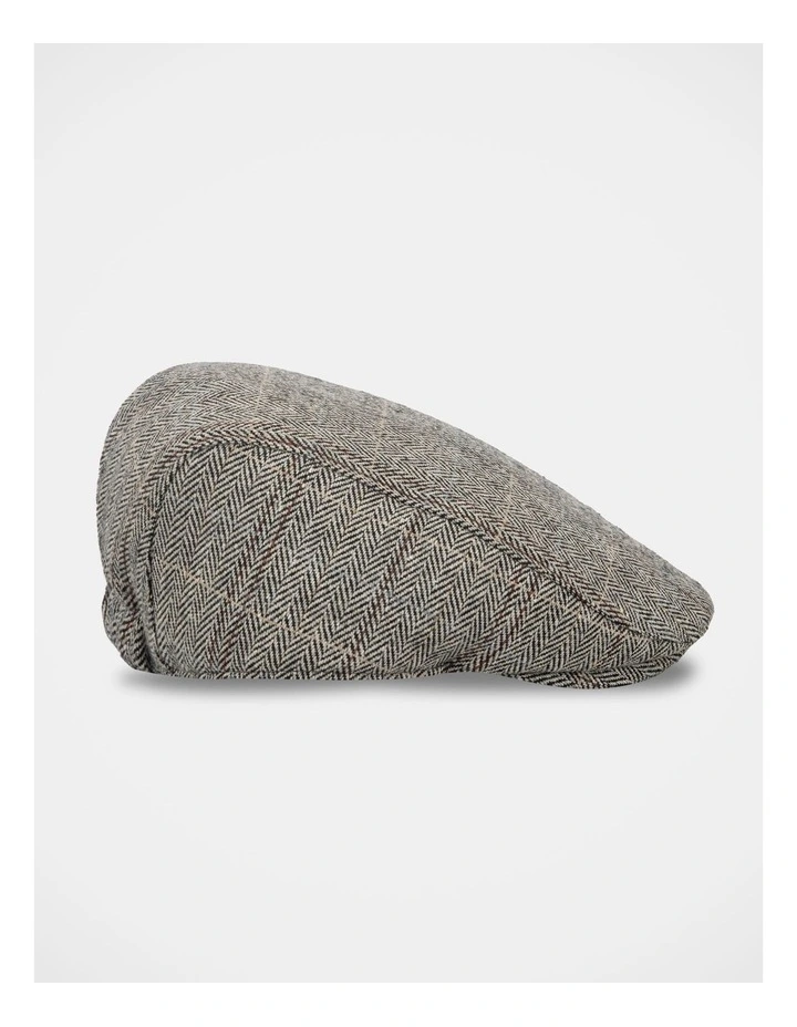Herringbone Plaid Driving Cap Hat Grey image 2
