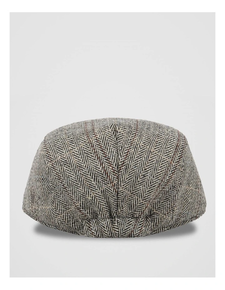 Herringbone Plaid Driving Cap Hat Grey image 3