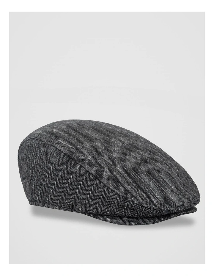Herringbone Plaid Driving Cap Hat Charcoal image 1