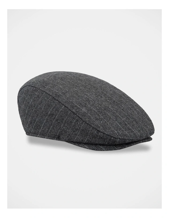 Herringbone Plaid Driving Cap Hat Charcoal image 1