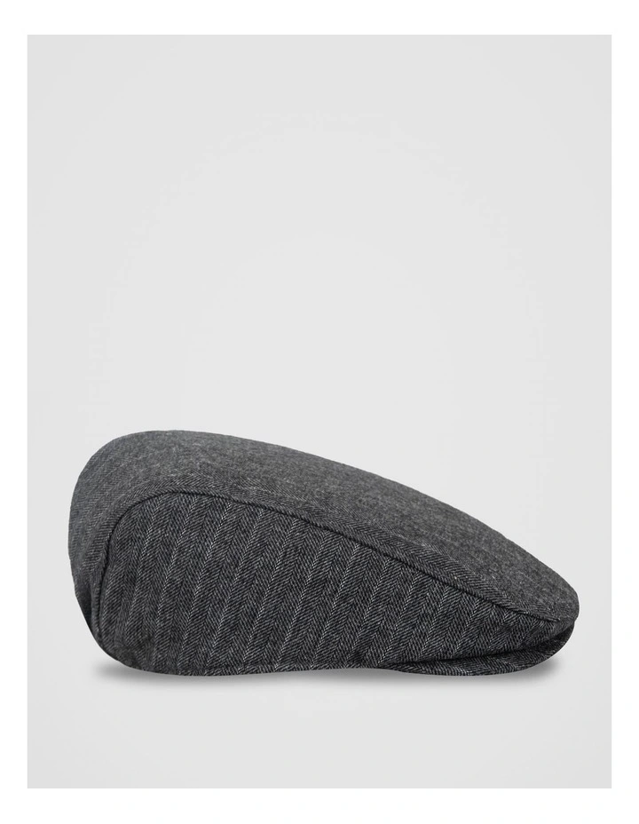 Herringbone Plaid Driving Cap Hat Charcoal image 2