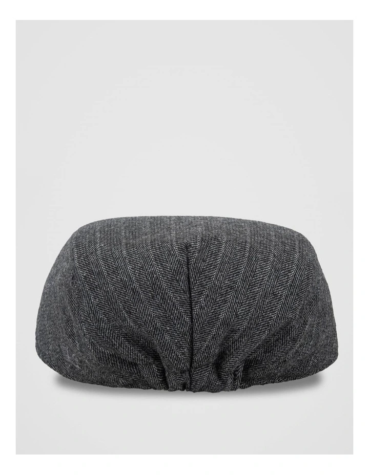Herringbone Plaid Driving Cap Hat Charcoal image 3