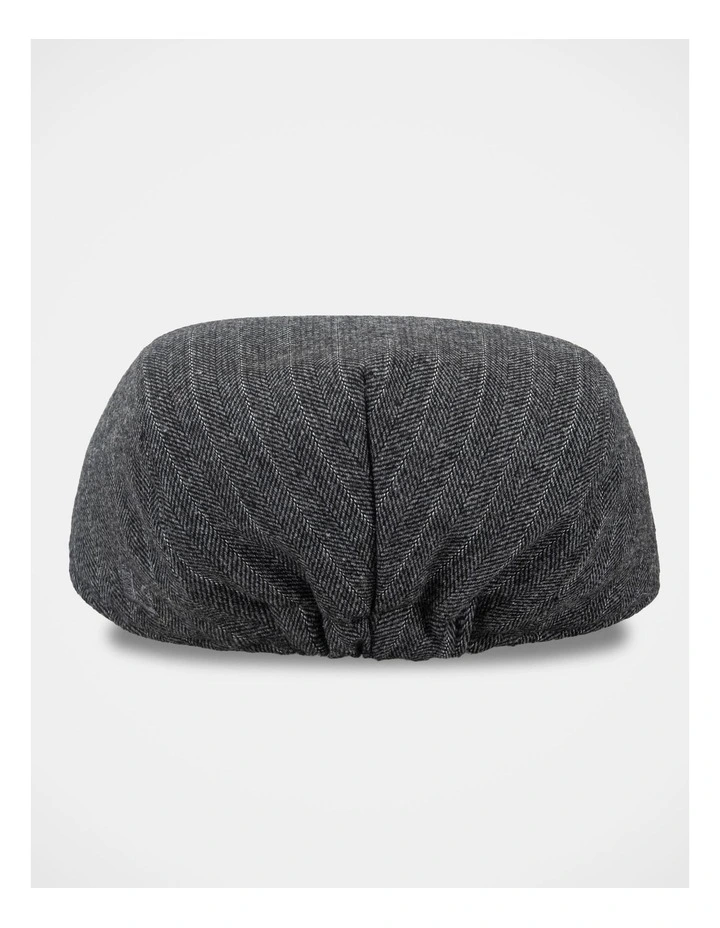 Herringbone Plaid Driving Cap Hat Charcoal image 3