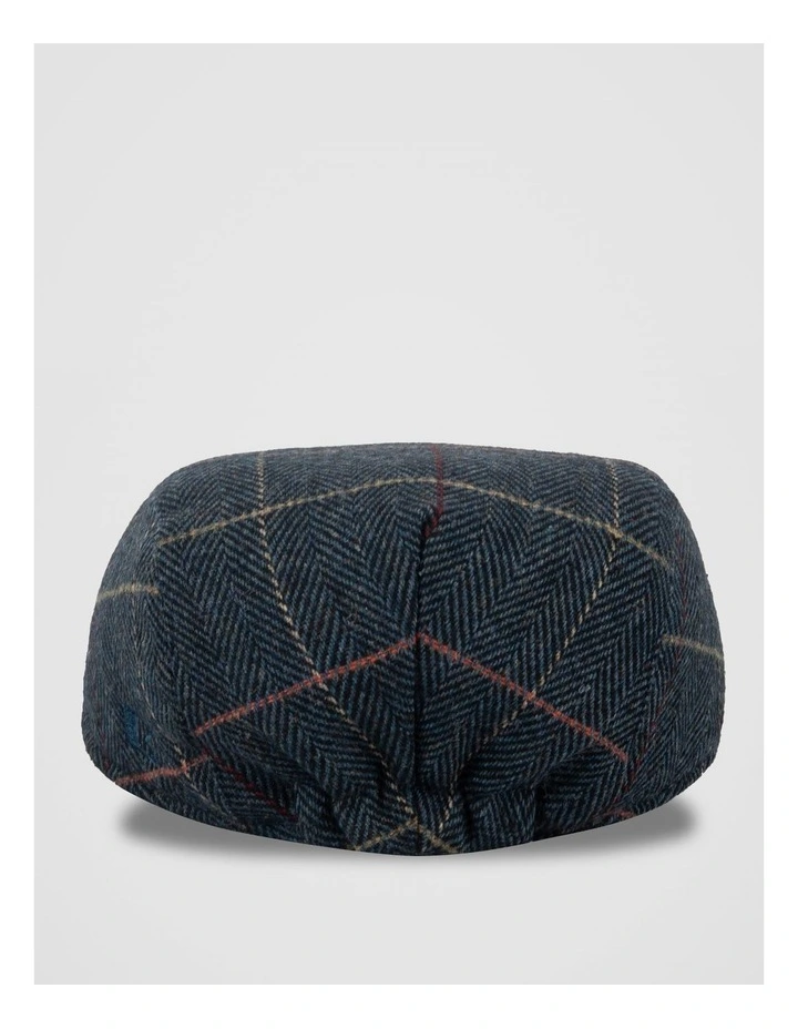 Check Driving Cap Herringbone Hat Navy image 3