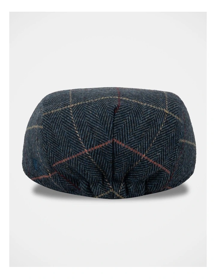 Check Driving Cap Herringbone Hat Navy image 3