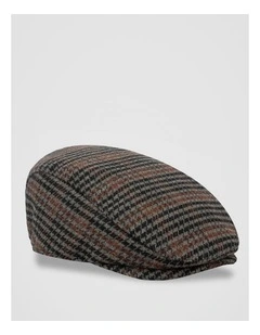 Houdstooth Driving Cap Hat Brown