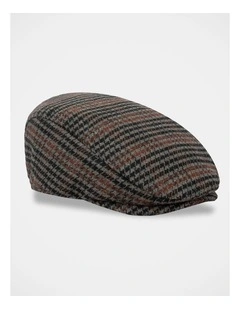 Houdstooth Driving Cap Hat Brown