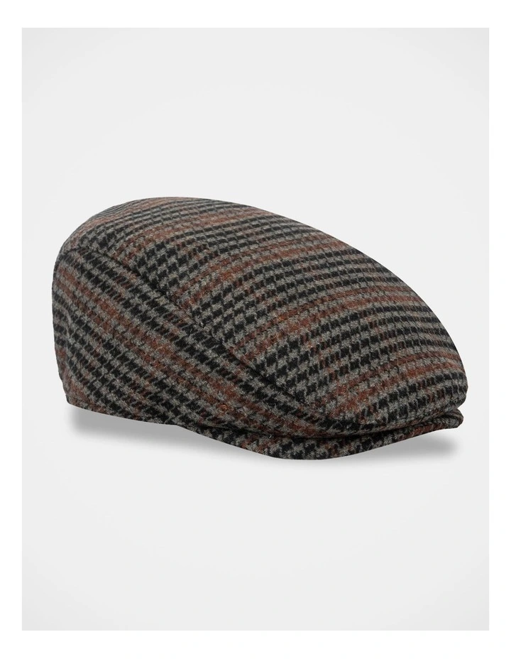 Houdstooth Driving Cap Hat Brown image 1
