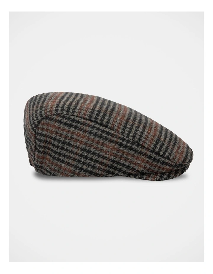 Houdstooth Driving Cap Hat Brown image 2