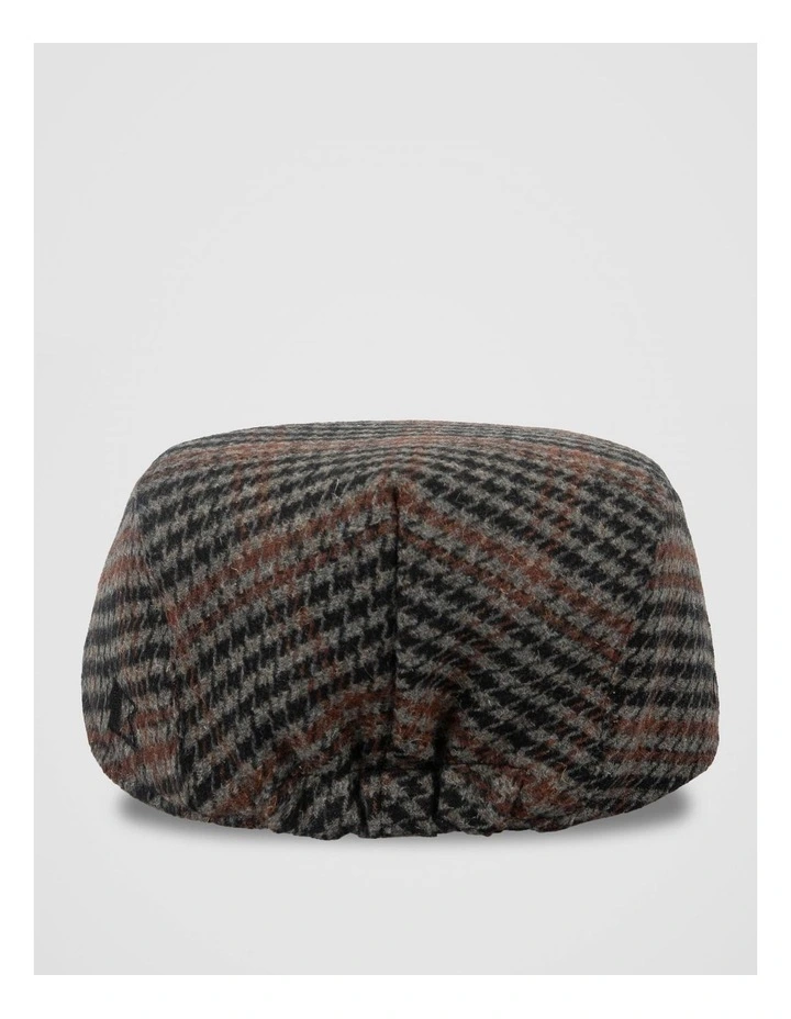 Houdstooth Driving Cap Hat Brown image 3