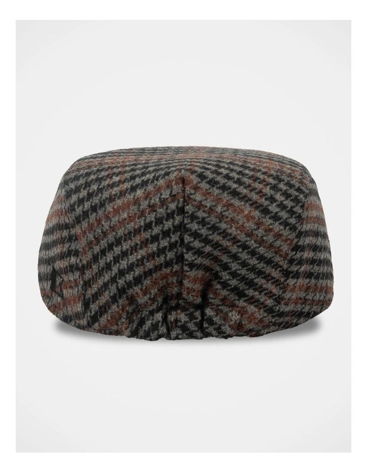 Houdstooth Driving Cap Hat Brown image 3