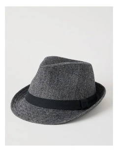 Melton Trilby Hat Plaid  Hat Charcoal