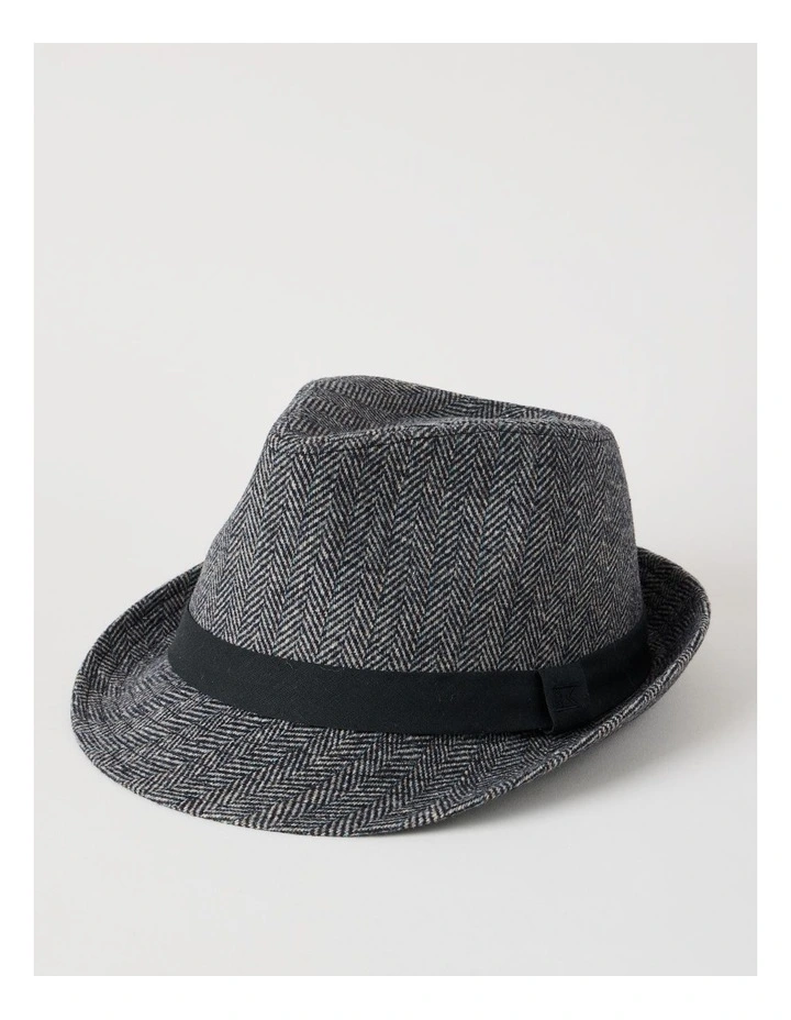 Melton Trilby Hat Plaid  Hat Charcoal image 1
