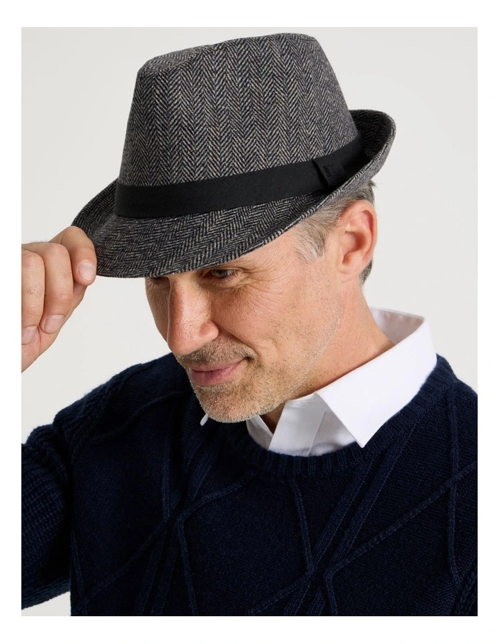Melton Trilby Hat Plaid  Hat Charcoal image 2