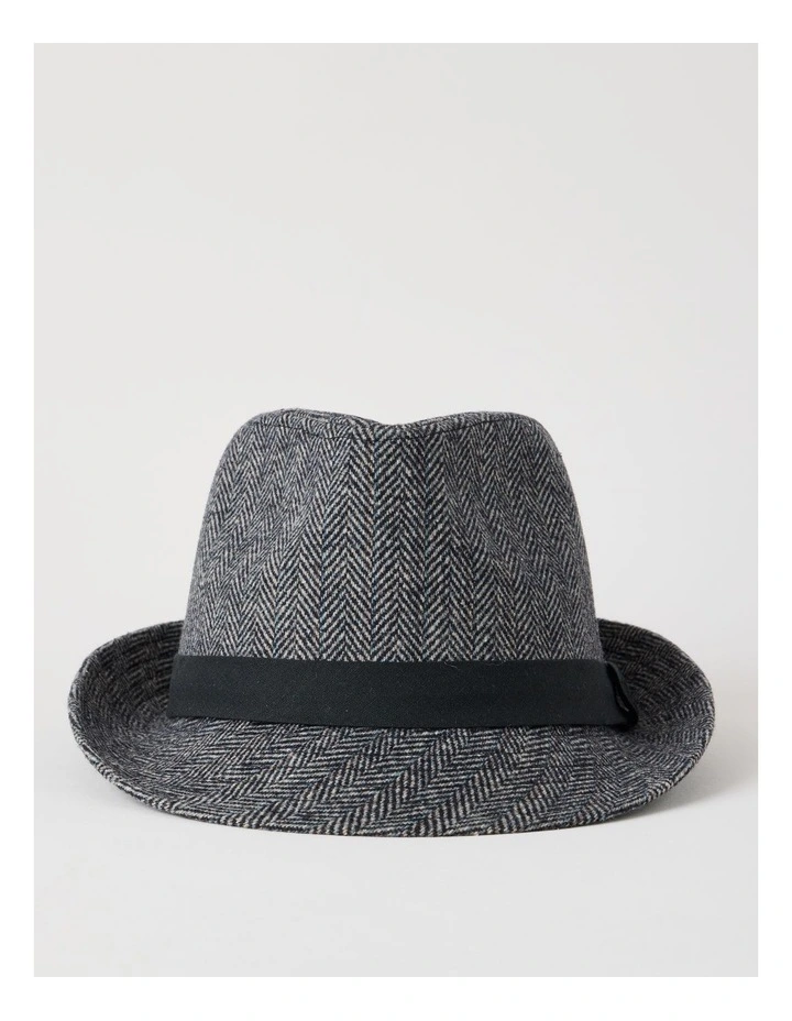 Melton Trilby Hat Plaid  Hat Charcoal image 4