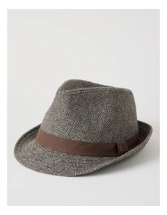 Melton Trilby Hat Plaid  Hat Brown