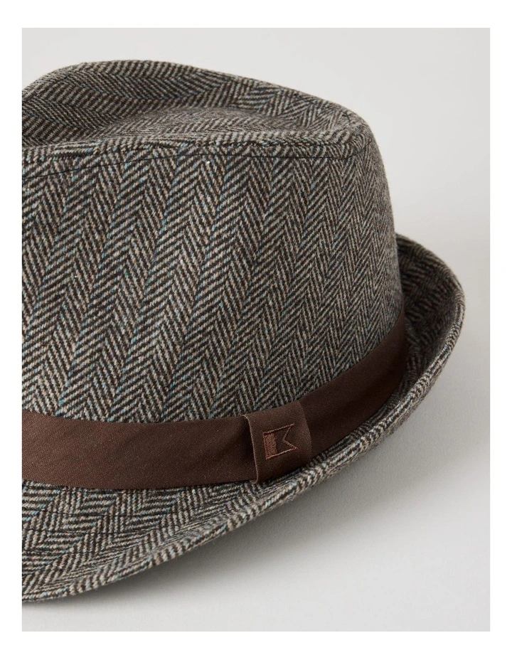 Melton Trilby Hat Plaid  Hat Brown image 3