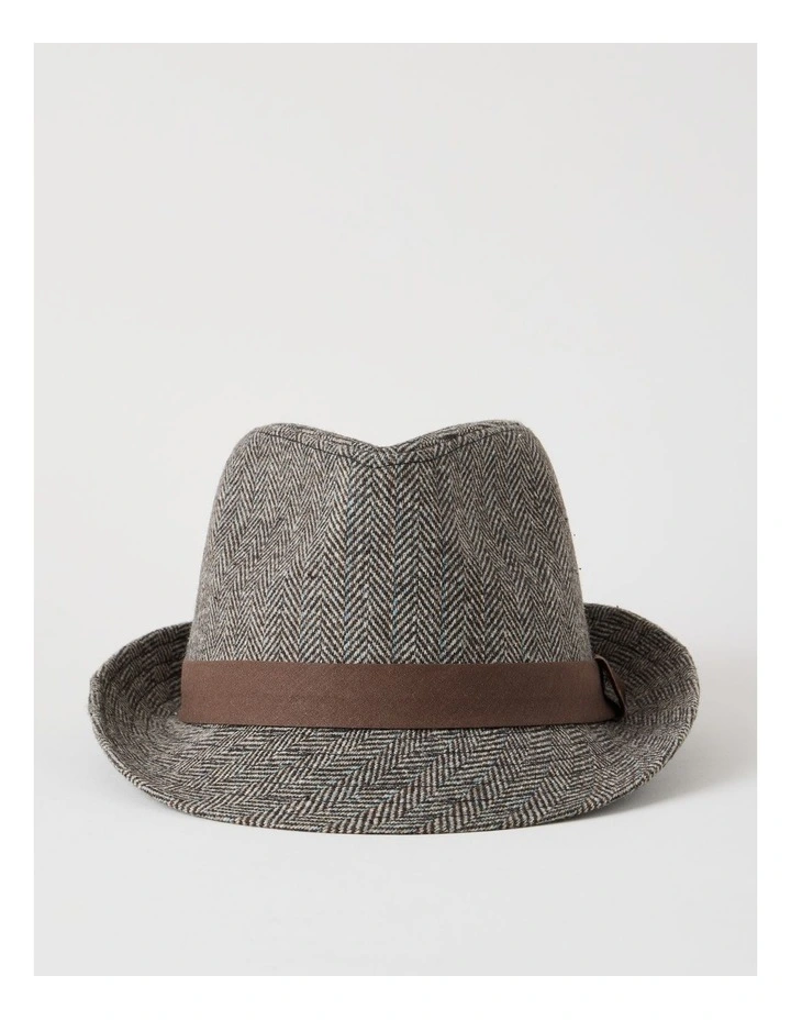 Melton Trilby Hat Plaid  Hat Brown image 5