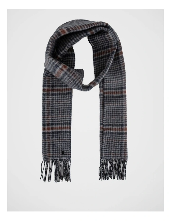 Check Houdstooth Scarf Winter Accessory Brown image 1