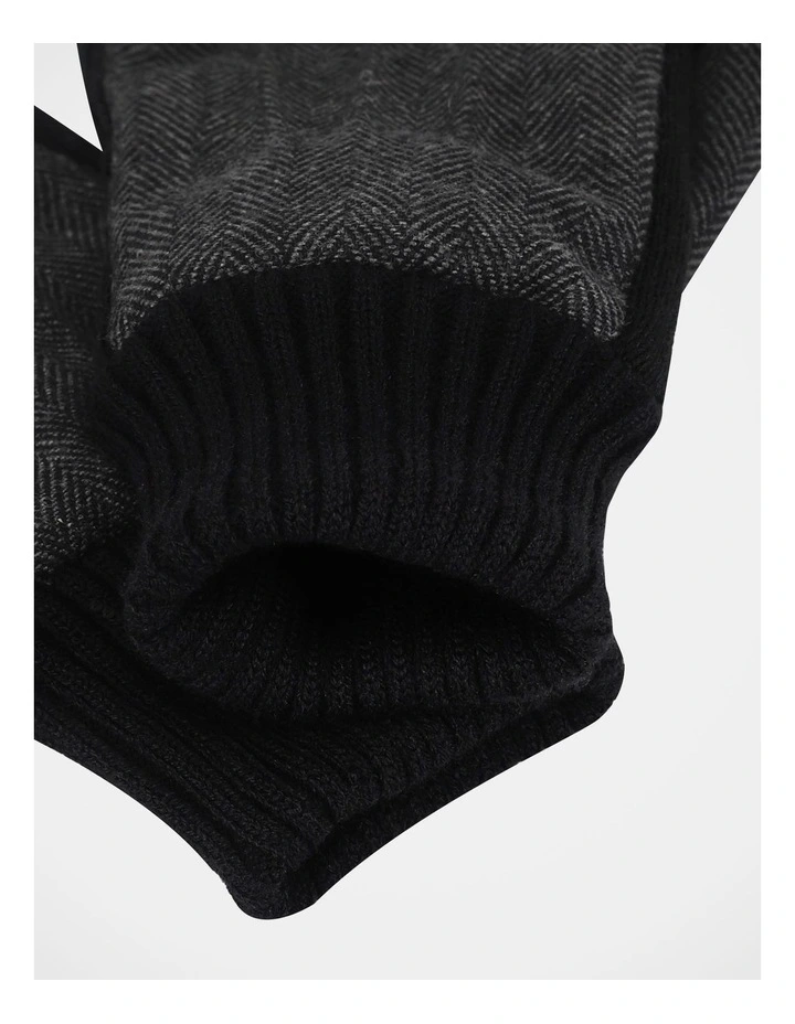 Men's Herringbone Gloves Winter Accessory Black image 2
