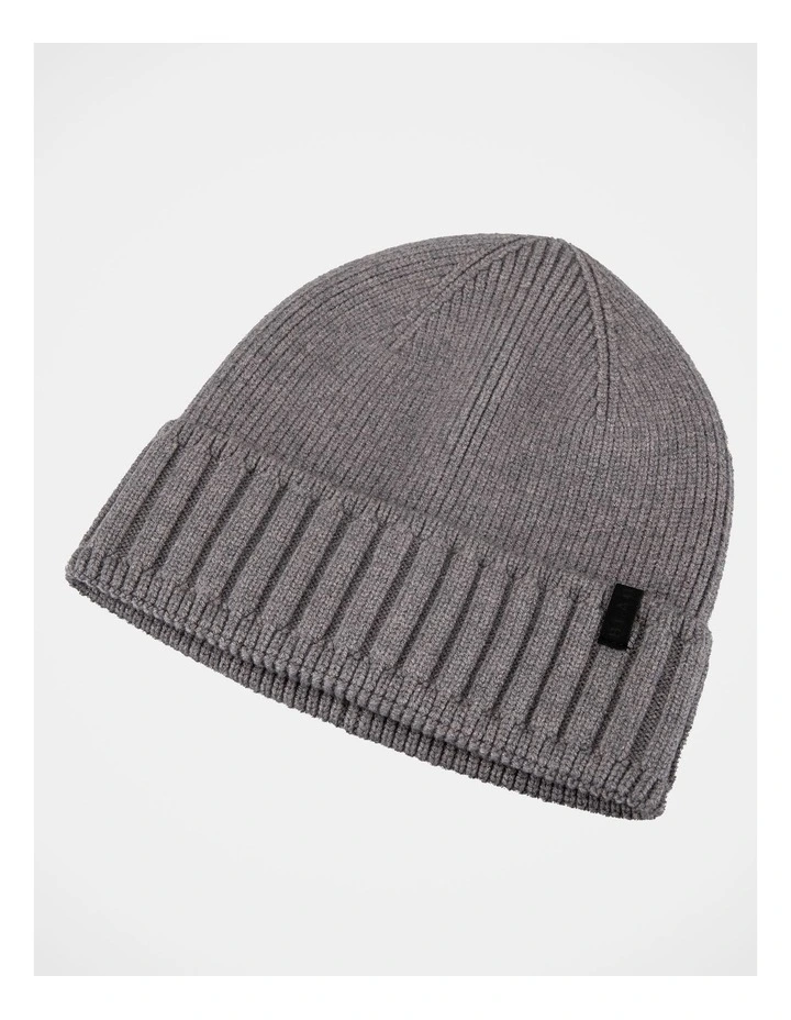 Ribbed Contrast Turn Back Beanie Winter Accessory Grey image 1