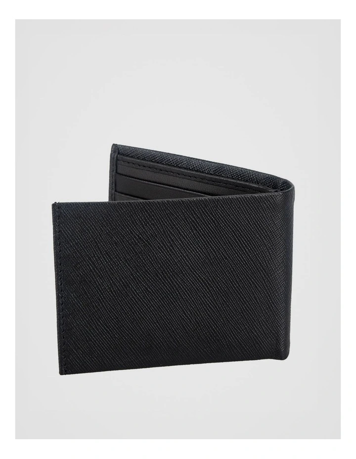 Saffiano Bifold Leather Wallet Black Wallet Black image 3