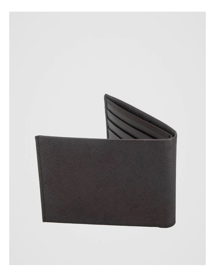 Saffiano Bifold Leather Wallet Brown Wallet Brown image 3