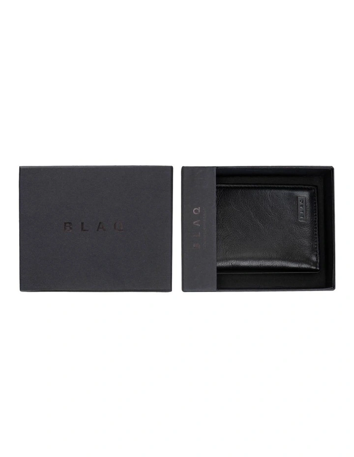 Leather Magnetic Closure Wallet Black/Navy Wallet Black/Navy image 1
