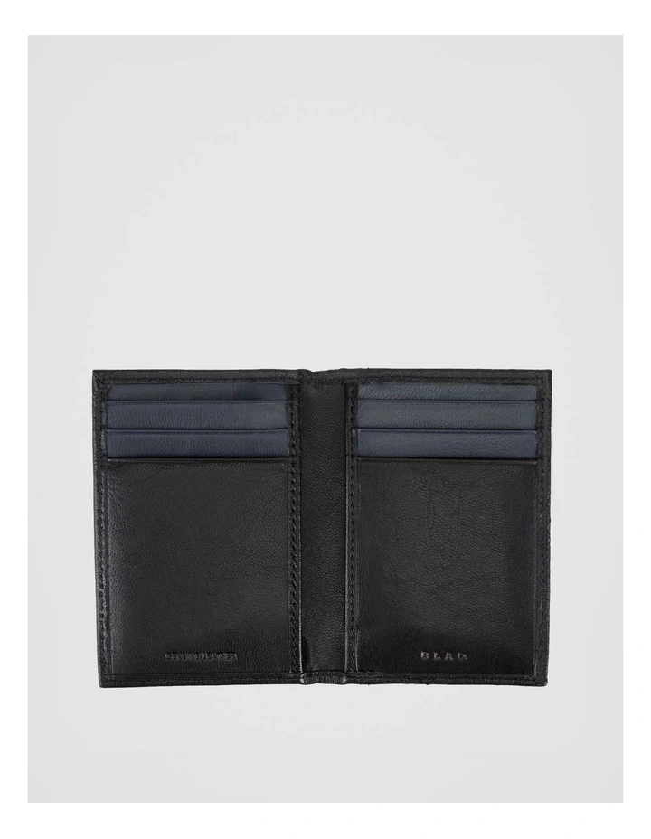 Leather Magnetic Closure Wallet Black/Navy Wallet Black/Navy image 2