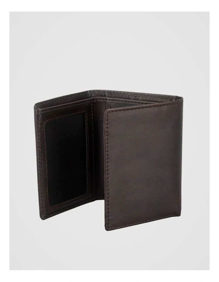 Trifold Leather Wallet Brown Wallet Brown image 2