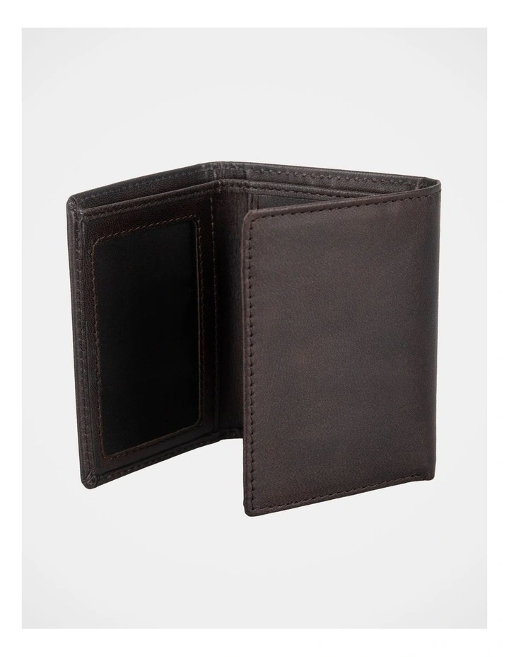Trifold Leather Wallet Brown Wallet Brown image 2