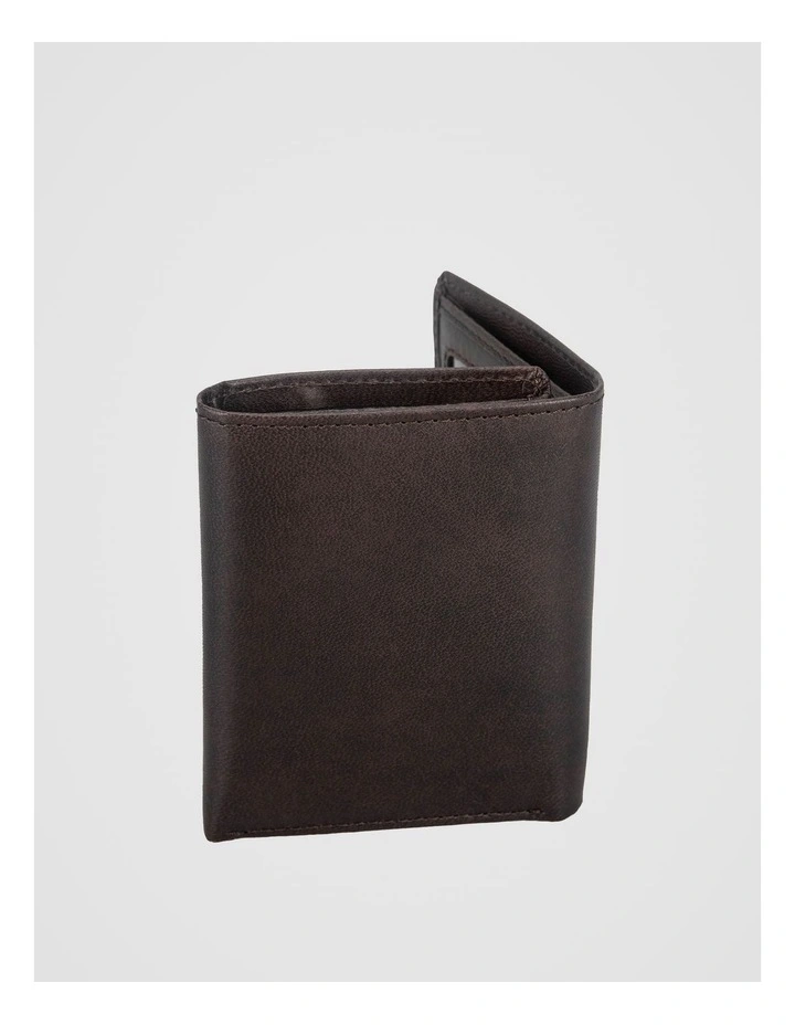 Trifold Leather Wallet Brown Wallet Brown image 3