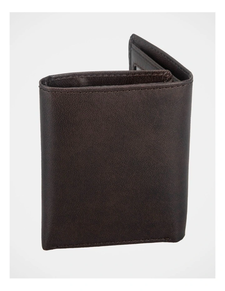 Trifold Leather Wallet Brown Wallet Brown image 3