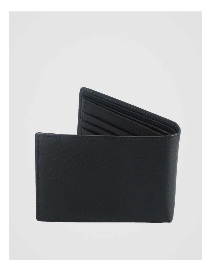 Bifold Flip Pebbled Leather Wallet With Coin Purse Black Wallet Black image 3