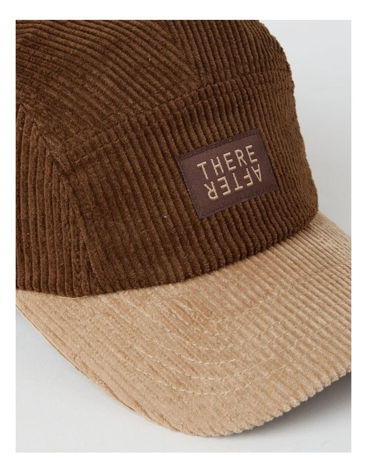 Chunky Cord 5 Panel Cap Hat in Brown and Beige image 3