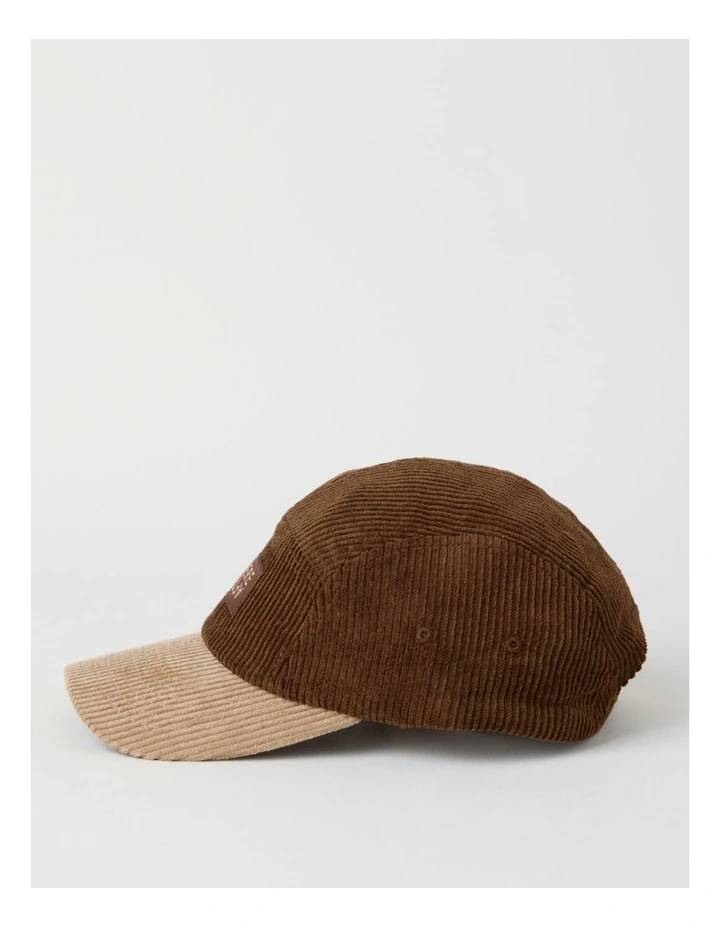 Chunky Cord 5 Panel Cap Hat in Brown and Beige image 4