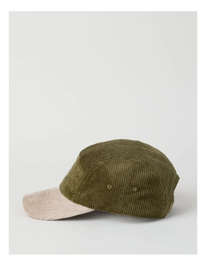 Chunky Cord 5 Panel Cap Hat in Khaki and Stone image 4