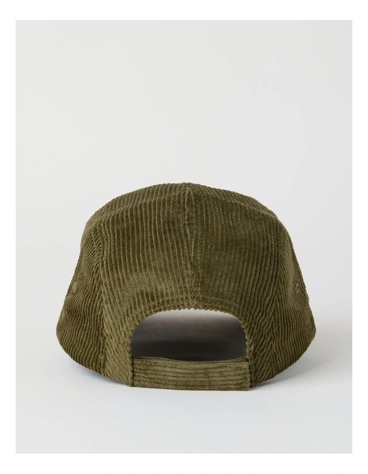 Chunky Cord 5 Panel Cap Hat in Khaki and Stone image 5