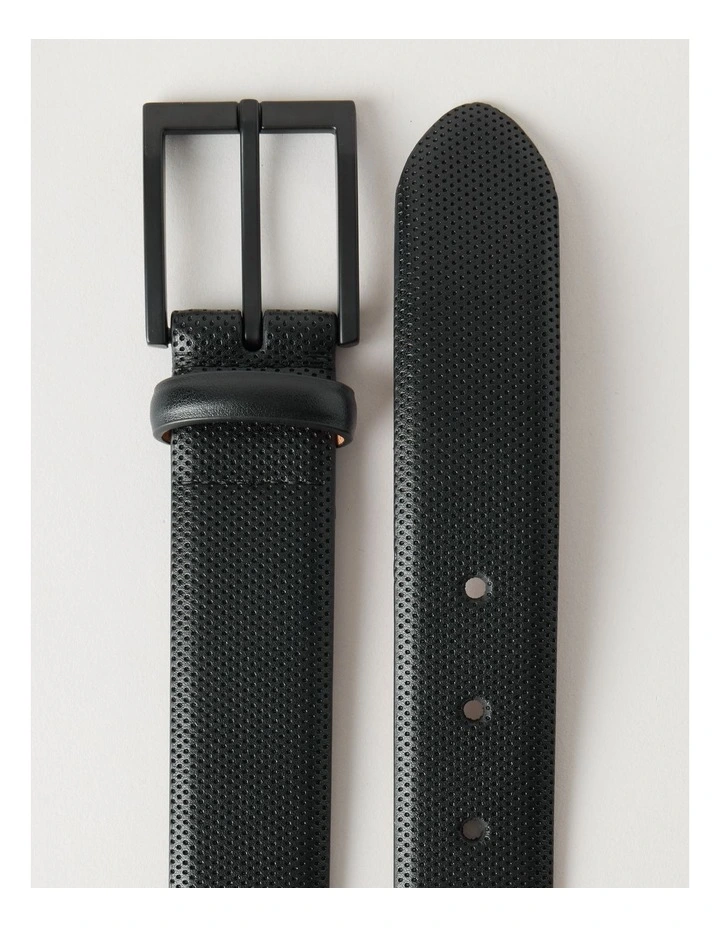 Debossed Dress and Plate Buckle Belt in Black 2 Pack image 3