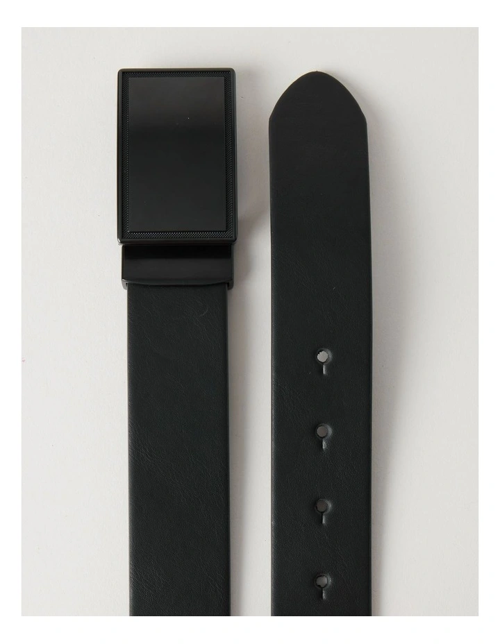 Debossed Dress and Plate Buckle Belt in Black 2 Pack image 4